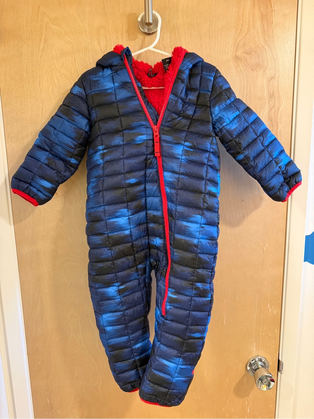 Snozu Blue and Black Puffer Infant/Toddler Snowsuit with Red Trim 24m/2T